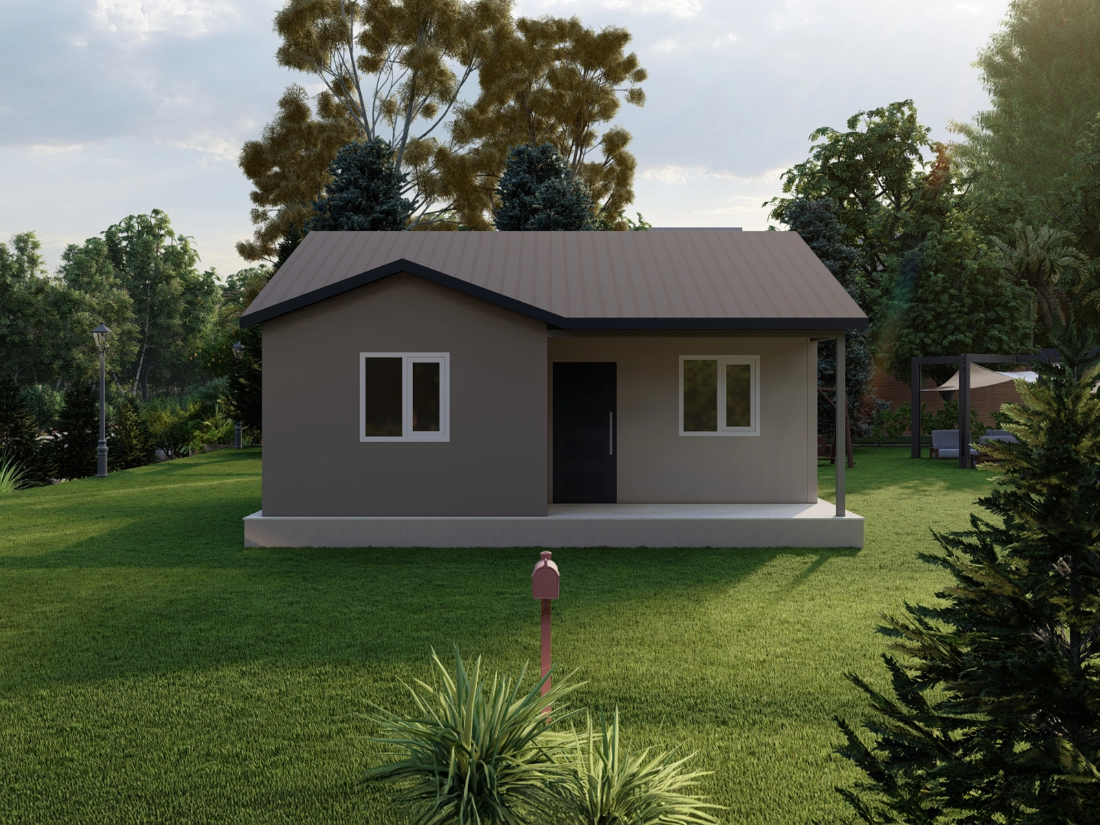 AP-1070 tek kat prefabrik konut 70 m² dış cephe görünümü