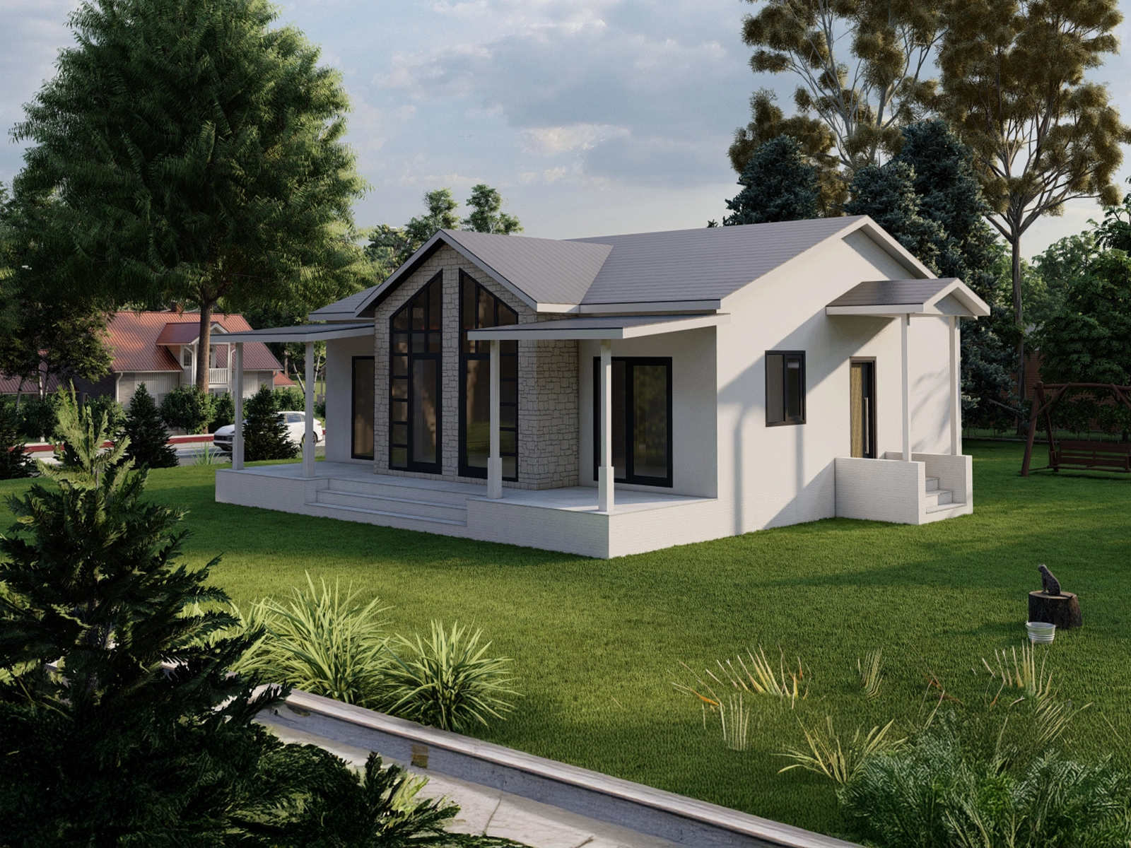 AS-1105 tek kat çelik ev ikinci cephe açısı