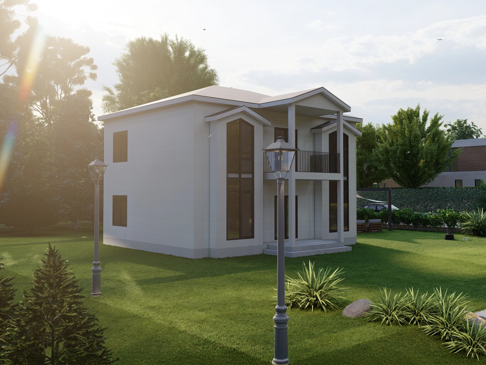 AS-2191 çift kat hafif çelik konut 191 m² dış cephe görünümü