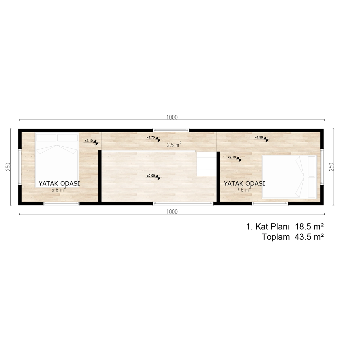 TH-2043 Tiny House 1. Kat Planı