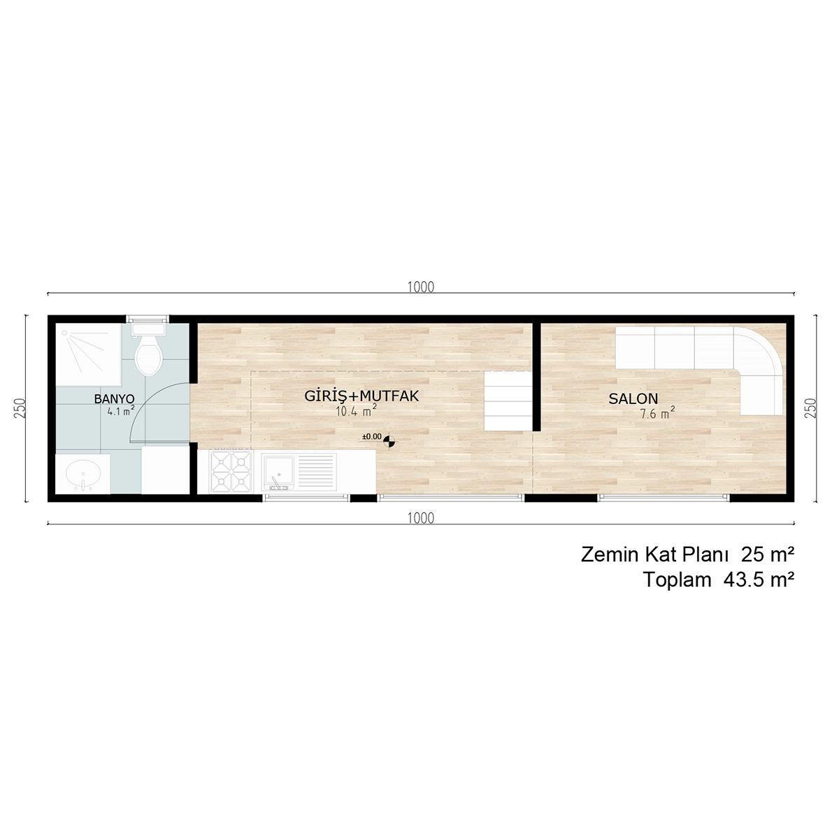 TH-2043 Tiny House Zemin Kat Planı