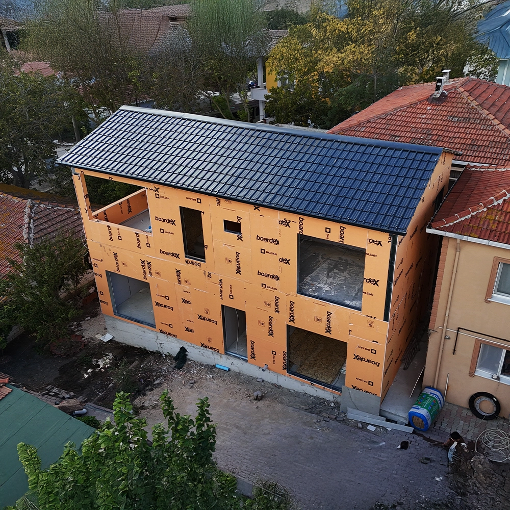 Düzen Silivri 133 m² çift katlı hafif çelik ev dış cephe görünümü